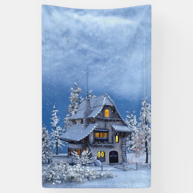 Lona Nieve navidad en casa de Gingerbread (Vertical)