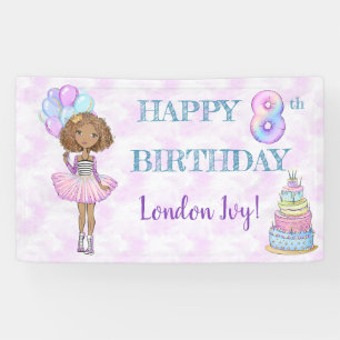 Lona Niña afroamericana cumpliendo 8 años princesa