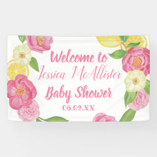 Lona Niña Corona Rosas Rosadas Limón Amarillo Baby Show
