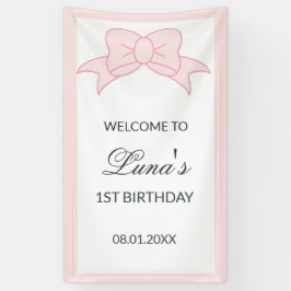 Lona Niña de lazo rosa cumple 1 año