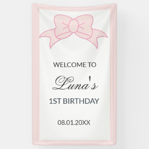 Lona Niña de lazo rosa cumple 1 año