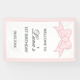 Lona Niña de lazo rosa cumpleaños 1 año