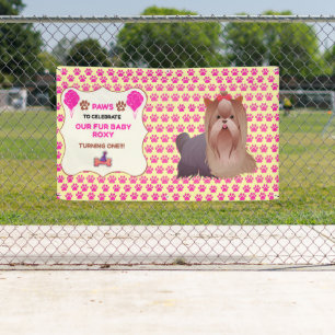 Lona NIÑA MASCOTA ROSA 3x5 VINILO FELIZ ADOPCIÓN CUMPLE