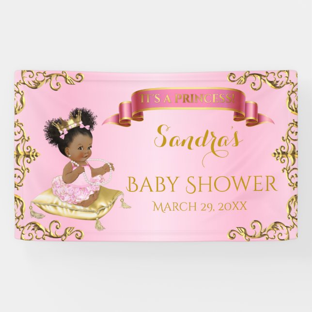 Lona Niña princesa real bebé en oro rosa de almohada (Horizontal)