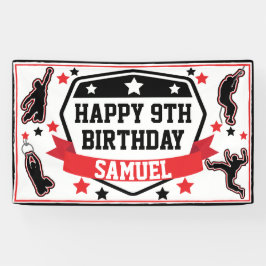 Lona Ninja Warrior Boys fiesta de cumpleaños negro y ro