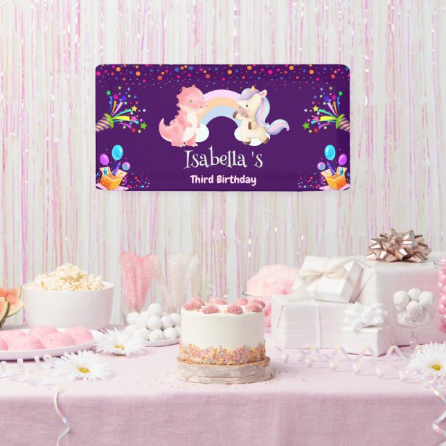 Lona Niño de cumpleaños de un globo de arco iris de uni (Fiesta)