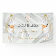 Niño gemelo bautizo bautismo cristiano oro