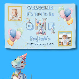 Lona Niño Primer cumpleaños Diversión Un Dinosaurio