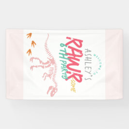 Lona Niños Chicas de dinosaurios rosados Signo de bienv