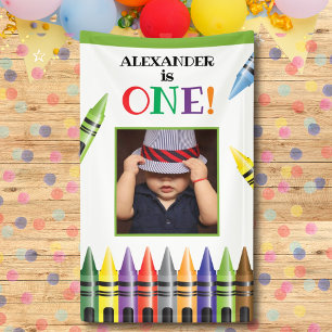 Lona Niños de Crayon Foto del Fiesta del primer cumplea