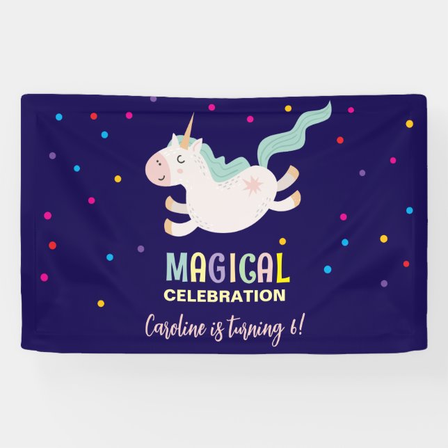 Lona Niños de cumpleaños de la celebración mágica de Un (Horizontal)