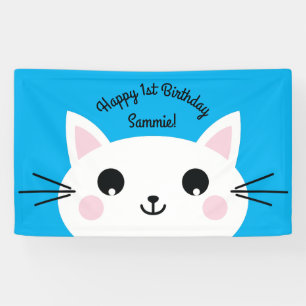 Lona Niños de la fiesta de cumpleaños del gato Kitty