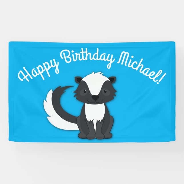 Lona Niños de la fiesta de cumpleaños del zorrillo (Horizontal)