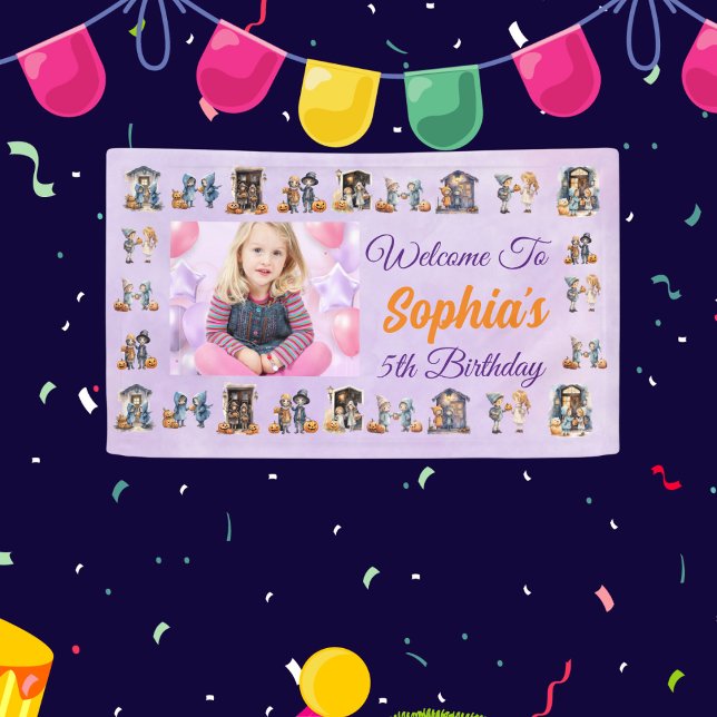 Lona Niños en Halloween Morple Tema Niños Cumpleaños (Subido por el creador)