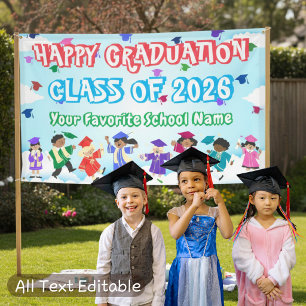Lona Niños Lindos Bailando Colorida Felicitación Gradua