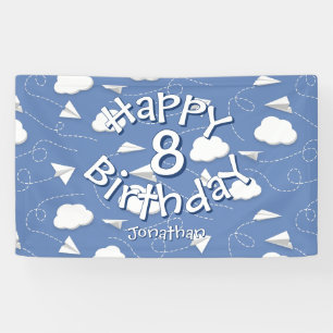 Lona niños niñas aviones de papel cumpleaños