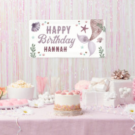 Lona Niños Sirena Cumpleaños Mar Púrpura