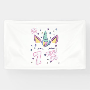 Lona Niños Unicornio 7 cumpleaños soy 7 años niña uni