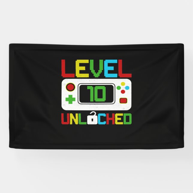 Lona Nivel 10 Videojuego desbloqueado 10.º regalo de cu (Horizontal)