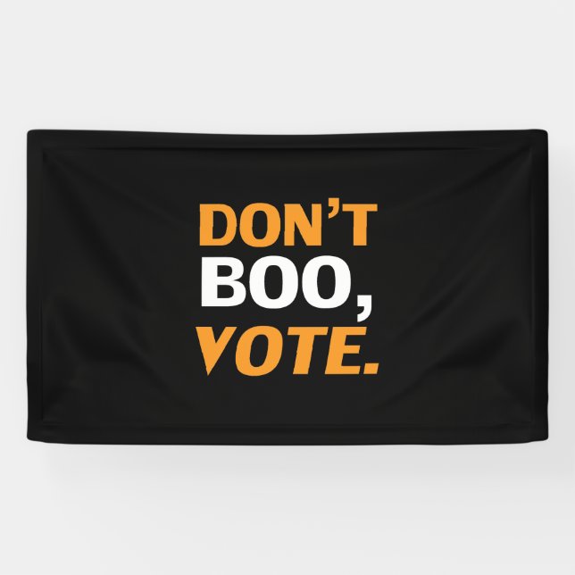 Lona "No se burlen, voten" naranja negro Halloween blan (Horizontal)