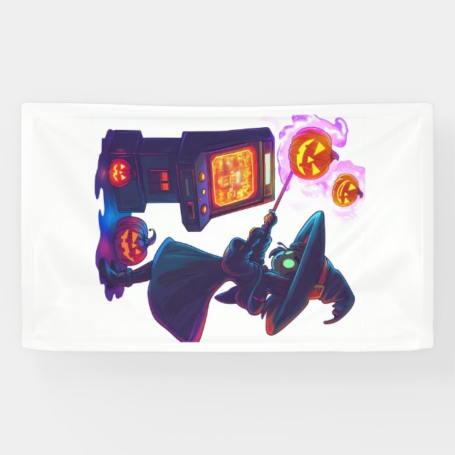 Lona Noche de Arcade de Bruja (Horizontal)