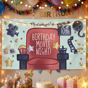 Lona Noche de cine de cumpleaños