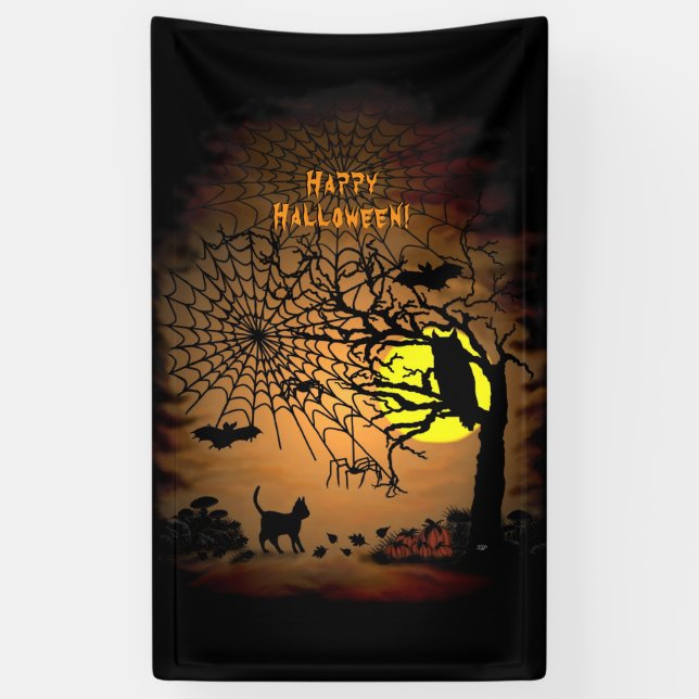 Lona Noche de Halloween, ¡Feliz Halloween! (Vertical)