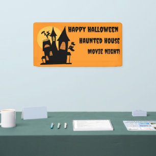Lona Noche de película embrujada de Halloween feliz Esp