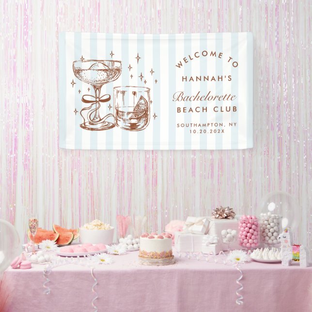 Lona Noche de soltera azul y marrón moderno retro (Fiesta)