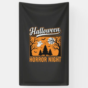 Lona Noche de Terror de Halloween Bosque Fantasma Retro