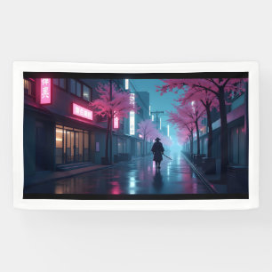 Lona Noches de Samurái Neon – Arte Retro Anime Tokio
