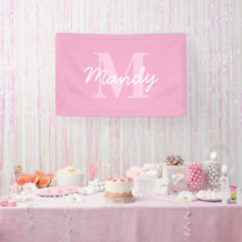 Lona Nombre curvo y monograma de aspecto corto | Rosa