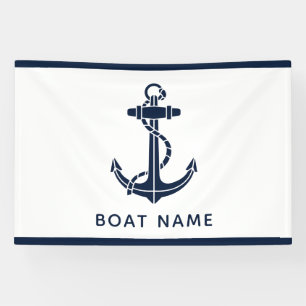 Lona Nombre de barco ancla azul marino personalizado ná