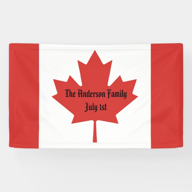 Lona Nombre de familia de bandera canadiense 1 de julio (Horizontal)
