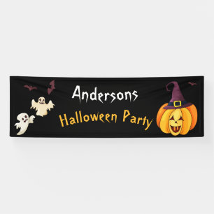 Lona Nombre de familia personalizada de Fiesta con tema