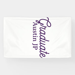 Lona nombre de graduación morado simple minimalista ele