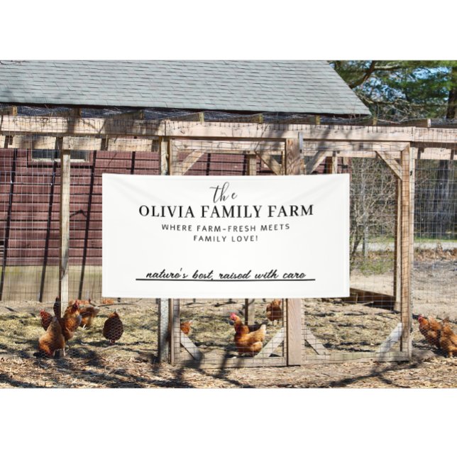 Lona Nombre de la granja de la familia de personalizado (Modern custom egg dealer family farm name banner)
