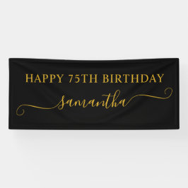 Lona Nombre de la juerga de cumpleaños 75 de Black and 