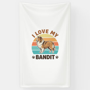Lona Nombre de Perro Personalizado Diseño Retro Atardec