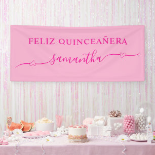 Lona Nombre de Swash de Corazón de Quinceañera Feliz Ro