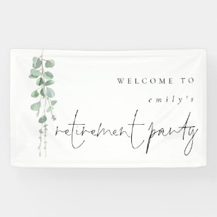 Lona Nombre Eucalyptus Bienvenida Fiesta de Jubilación