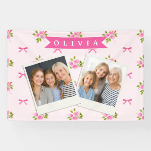 Lona Nombre Floral Personalizado de Lazo Femenino Coque