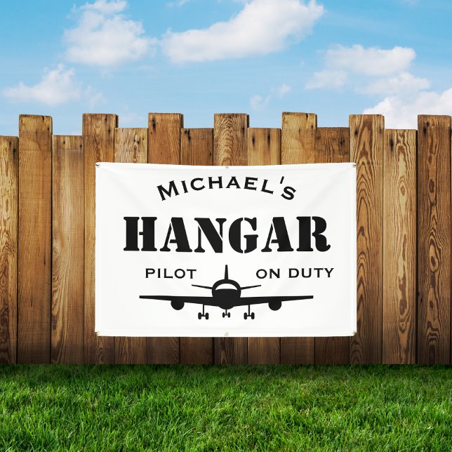 Lona Nombre Hangar,Avión,Piloto en servicio,Personaliza (Subido por el creador)
