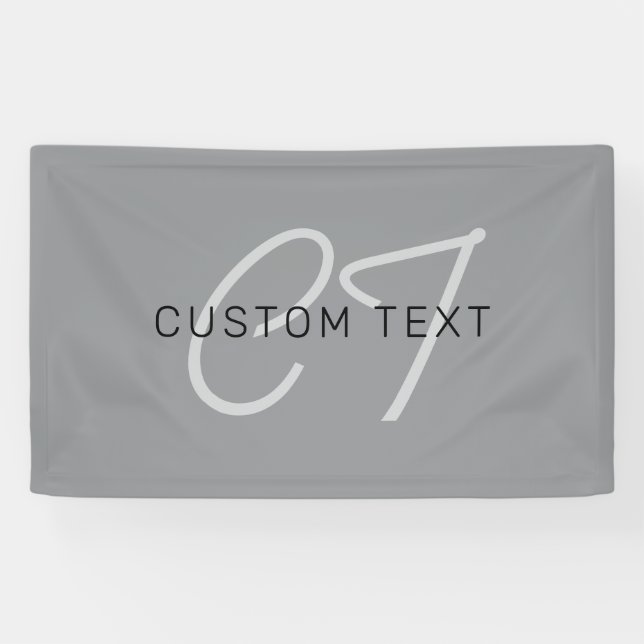 Lona Nombre modificable o saludo | Gris negro y oscuro (Horizontal)