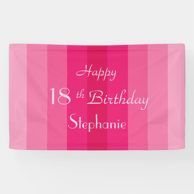 Lona Nombre personalizado 16.º 18º cumpleaños banda ros (Horizontal)