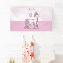 Nombre personalizado 3er cumpleaños caballo rosa c