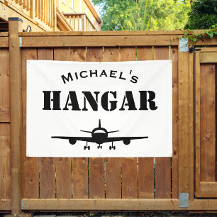 Lona Nombre personalizado Avión piloto Hangar