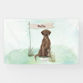 Lona Nombre personalizado Chocolate Lab Mascota Perro