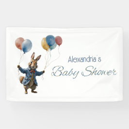 Lona Nombre personalizado Conejo inteligente con globos