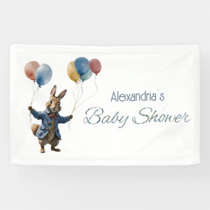 Lona Nombre personalizado Conejo inteligente con globos